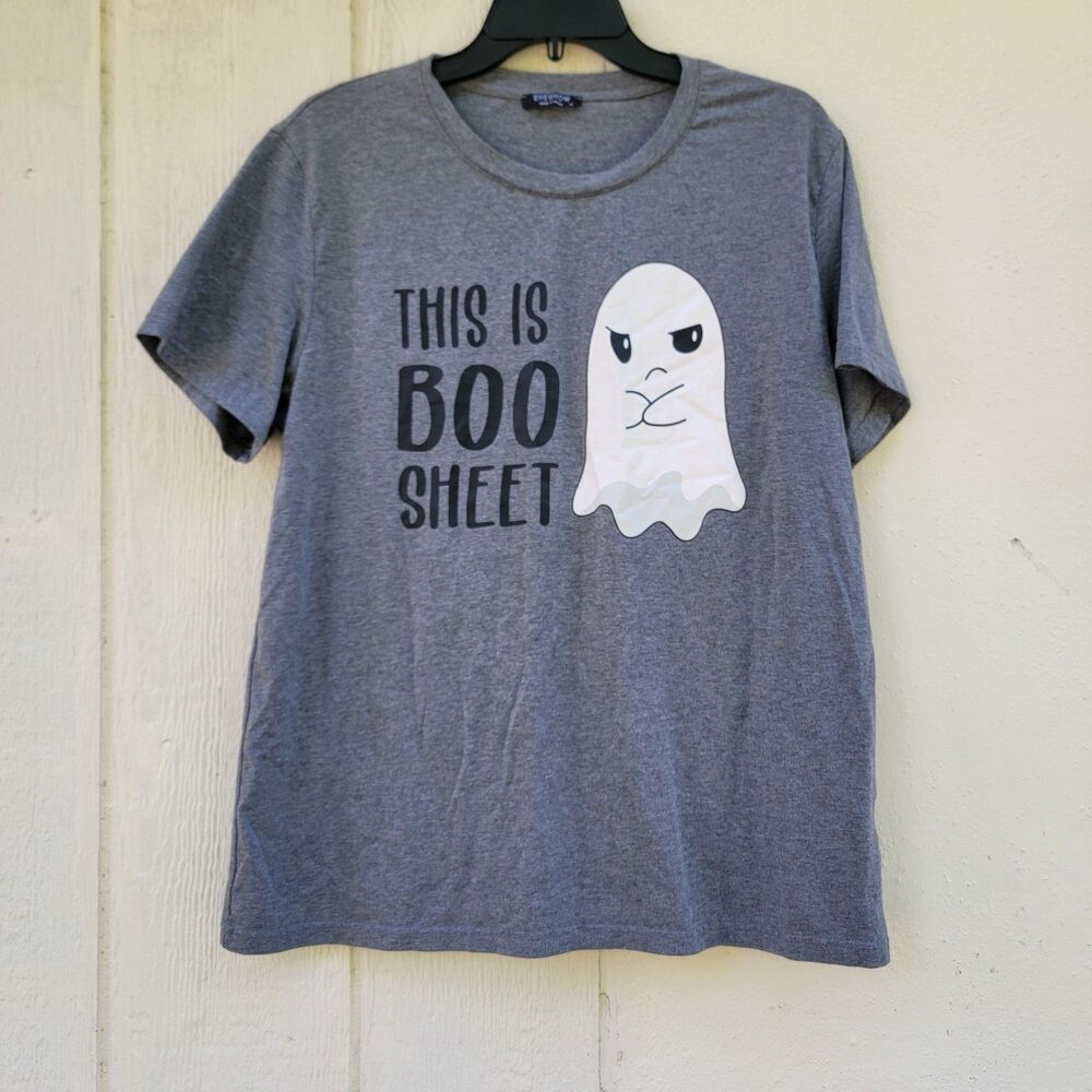 This is boo sheet Halloween graphic tshirt gray sz XL